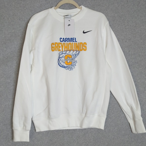 New Nike Carmel Greyhounds Sweatshirt Crew Neck Pullover Mens Small S White - Picture 1 of 6